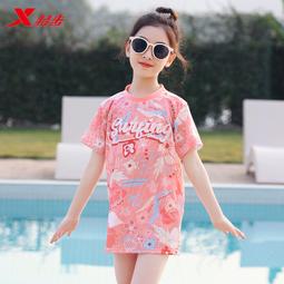 兒童遊泳衣女童女孩兩件式2023新款夏中大童專業訓練速乾短袖泳裝 歷史價格詳細信息