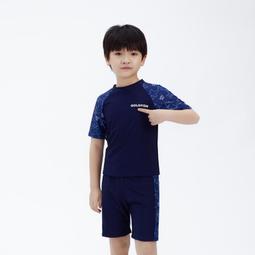 兒童泳衣男孩中大童兩件式長袖短褲青少年速乾學生胖男童訓練遊泳衣 歷史價格詳細信息
