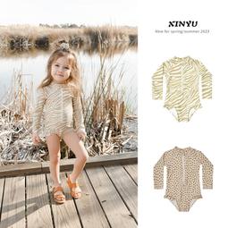 夏季兒童長袖防曬泳衣ins條紋連體泳裝男女寶寶海邊遊泳速幹衣潮 歷史價格詳細信息