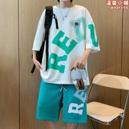 夏季運動兩件套ins潮牌男短袖圓領外穿高街重磅無袖百搭背心套裝 歷史價格詳細信息
