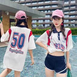 泳衣女泡溫泉保守學生三件套分體遊泳衣20新款顯瘦運動女士泳裝~超美服飾 歷史價格詳細信息