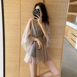 網紅游泳衣女ins超仙三件套性感遮肚顯瘦學生韓版保守比基尼泳裝-MIKI精品 歷史價格詳細信息