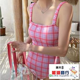 龍淵商行「泳衣泳褲」復古格子比基尼女小胸微胖性感顯瘦裙式帶胸墊大胸休閒泳衣帶鋼圈 歷史價格詳細信息