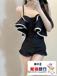 龍淵商行「泳衣泳褲」黑色復古游泳衣露背花小胸微胖連身顯瘦性感女生大胸無袖溫泉 歷史價格詳細信息
