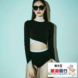 龍淵商行「泳衣泳褲」女韓版游泳衣白色拉鏈比基尼性感連身長袖帶胸墊休閒純色泳衣 歷史價格詳細信息
