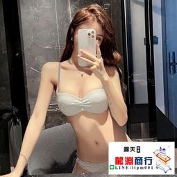 龍淵商行「泳衣泳褲」女游泳衣溫泉泳裝小胸荷葉邊抹胸帶鋼圈胸墊無袖休閒連身泳衣 歷史價格詳細信息