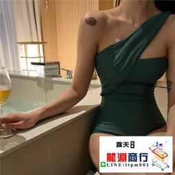 龍淵商行「泳衣泳褲」綠色復古碎花比基尼小胸簡約溫泉泳裝帶胸墊無袖休閒連身泳衣 歷史價格詳細信息
