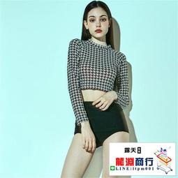 龍淵商行「泳衣泳褲」女分體長袖帶胸墊泳衣千鳥格高腰防曬比基尼小胸運動溫泉泳裝 價格比較,價格查詢,歷史價格詳細信息