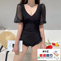 龍淵商行「泳衣泳褲」黑色比基尼泳裝小胸微胖顯瘦性感連身裙式帶胸墊大胸休閒泳衣 歷史價格詳細信息