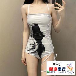 龍淵商行「泳衣泳褲」女游泳衣抹胸藍色簡約比基尼溫泉泳裝帶胸墊休閒連身純色泳衣 歷史價格詳細信息