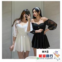 龍淵商行「泳衣泳褲」黑色拉鏈連身簡約運動平角溫泉泳裝顯瘦保守休閒長袖泳衣比基 歷史價格詳細信息