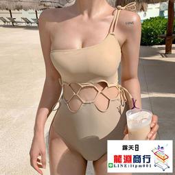 龍淵商行「泳衣泳褲」鏤空撞色女小胸泳衣比基尼泳裝顯瘦露背連身三角性感沙灘韓版 歷史價格詳細信息