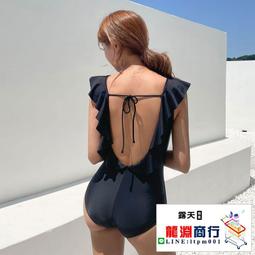 龍淵商行「泳衣泳褲」黑色長袖露背游泳衣微胖顯瘦連身性感長袖女韓生大胸休閒溫泉 歷史價格詳細信息