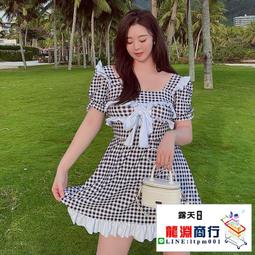 龍淵商行「泳衣泳褲」加大平角比基尼女微胖顯瘦連身長袖裙式無鋼圈帶胸墊休閒純色泳衣 歷史價格詳細信息