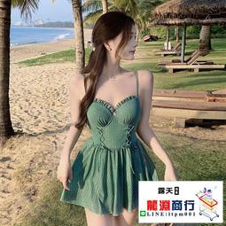 龍淵商行「泳衣泳褲」綠色復古碎花比基尼小胸簡約溫泉泳裝帶胸墊無袖休閒連身泳衣 歷史價格詳細信息