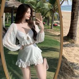 泳衣 女 ins泳衣 性感泳衣 性感純慾比基尼三件套沙灘泳衣女2024新款網紅衕款小香風 SZU 歷史價格詳細信息