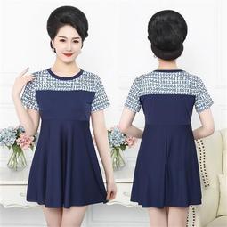 泳衣女媽媽保守中老年遮肚顯瘦連體中年2021新款大碼遊泳溫泉泳裝 歷史價格詳細信息