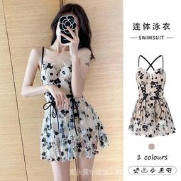 泳衣女款連身裙式性感掛頸小胸聚攏粉色少女學生遮肚顯瘦溫泉泳裝 歷史價格詳細信息