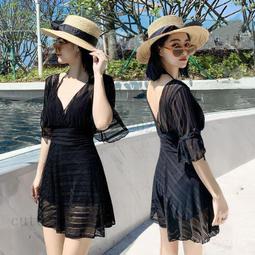 泳衣女 ins風露背連身裙式比基尼性感小胸聚攏顯瘦遮肚溫泉遊泳裝 歷史價格詳細信息