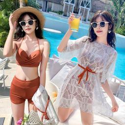 泳衣三件式女保守 韓版ins風比基尼性感2024新款顯瘦遮肚溫泉泳裝 游泳 夏季-陽光小屋 歷史價格詳細信息