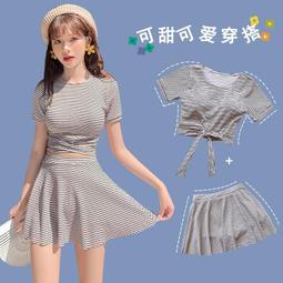 【泳衣泳褲女套裝】  分體  可愛  顯瘦  高腰遮肚  保守  甜美蝴蝶結泳裝 歷史價格詳細信息