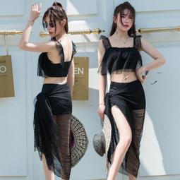 新款性感女士三角分體比基尼網紗三件套酥麻印花女士泳衣泳裝 歷史價格詳細信息