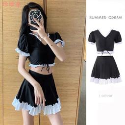 泳衣女夏分體保守學生遊泳衣兩件套遮肚顯瘦2022新款海邊防曬泳裝 歷史價格詳細信息