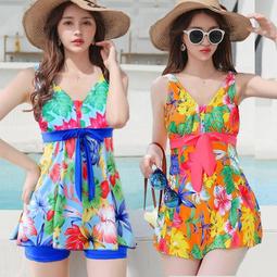 泳衣女媽媽保守中老年遮肚顯瘦連體中年2021新款大碼遊泳溫泉泳裝 歷史價格詳細信息