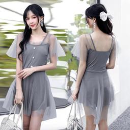 泳衣女泡溫泉連身保守顯瘦少女遮肚帶罩衫2023新款爆款網紅遊泳裝 歷史價格詳細信息