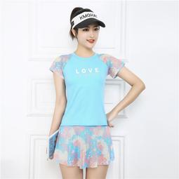 泳衣女平口分體裙式泳裝兩件套韓國ins風顯瘦保守學生溫泉泳裝-微微服饰 歷史價格詳細信息