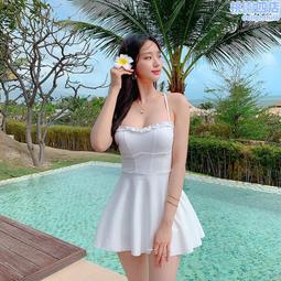 連體泳衣女保守顯瘦遮肚性感裙式灰色INS風大胸小胸泡溫泉游泳衣 歷史價格詳細信息