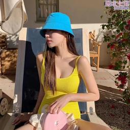 韓國2023粉色復古小胸掛頸超仙顯瘦保守平角裙式連身泳衣女夏 歷史價格詳細信息