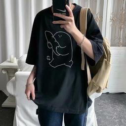 夏季棉質短袖T恤男潮牌寬松大碼日系潮流ins網紅笑臉百搭半袖體恤-靚仔男裝 歷史價格詳細信息