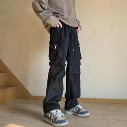 美式高街工裝褲子男夏季潮牌設計感多口袋拼接直筒褲寬松休閑長褲-心願便利店 歷史價格詳細信息