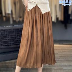 2023新款真皮長裙女顯瘦A字裙包臀高腰半身裙-伽美服飾 歷史價格詳細信息
