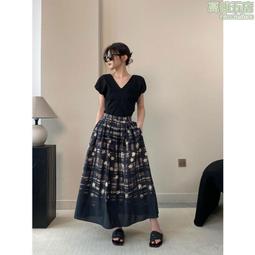 南魚 薴麻帶內襯半身中長款裙子春夏雙層百搭鬆緊腰半身裙a字裙女 歷史價格詳細信息