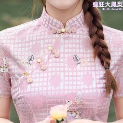 改良旗袍 日常旗袍 繡花蕾絲中長七分袖日常旗袍2024新款改良A擺年輕款中國風連衣裙 歷史價格詳細信息