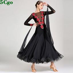 5Cgo【快樂窩】摩登舞裙連衣裙連身女交誼舞大擺裙國標舞練功服華爾茲比賽裙舞衣黑紅寶藍t675184705935開發票可 歷史價格詳細信息