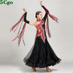 5Cgo【快樂窩】摩登舞裙連衣裙連身女交誼舞大擺裙國標舞練功服華爾茲比賽裙舞衣黑紅寶藍t675184705935開發票可 歷史價格詳細信息