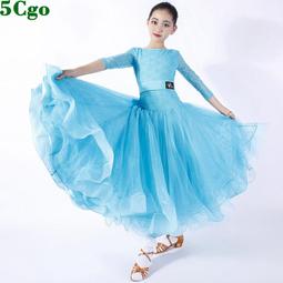 5Cgo【快樂窩】含稅兒童白色摩登舞裙連衣裙藝考規定服國標舞服裝高領雪紡魚骨喇叭袖大裙擺 t616608655549 歷史價格詳細信息
