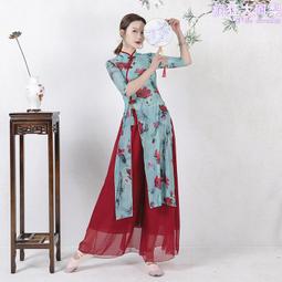 中國風古典舞練功服女復古旗袍短袖現代舞蹈服裝套裝形體上衣夏季 歷史價格詳細信息