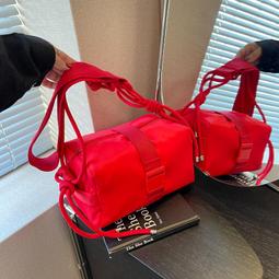 健身包女運動斜揹包大容量帆布包女夏季新款2023紅色牛津布瑜伽包 歷史價格詳細信息