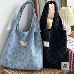 三福原創設計通勤壓花朵聚酯纖維託特瑜伽包休閒百搭大容量文藝單肩女 歷史價格詳細信息