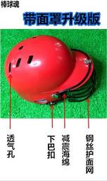 棒球帽棒球頭盔兒童青年成人棒球打擊頭盔保護頭臉耳戴面具防護罩棒壘球頭盔 歷史價格詳細信息