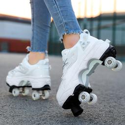 四輪暴走鞋帶輪按鈕可收縮兒童可充電學生輪滑鞋成人運動鞋溜冰鞋 歷史價格詳細信息