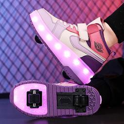 兒童暴走鞋女童秋冬男童輪滑鞋爆走雙輪四輪轱轆鞋可走可滑可收縮 歷史價格詳細信息