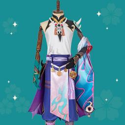 原神cos服護法夜叉大將魈面具項鏈paly男裝游戲服裝假發全套現貨【吉星動漫】 歷史價格詳細信息