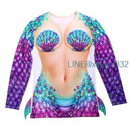 外貿現貨狂歡節萬圣節派對均碼印花COSPLAY美人魚海洋貝殼長袖T恤 價格比較,價格查詢,歷史價格詳細信息