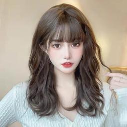 【NIni~變裝】假發發型女薄荷藍漸變長卷發整頂自然仿真八字劉海冰藍假發全發 歷史價格詳細信息