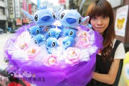 台南卡拉貓專賣店  迪士尼 星際寶貝 史迪奇 大隻娃娃 金莎花束 圓形花束  花束 情人節禮物 可繡字 歷史價格詳細信息